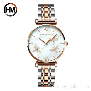 Pearl Shell Dragonfly Ladies Jam Tangan Kerang Berlian Mewah